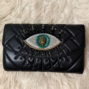 NWT Kurt Geiger London Kensington Chain Eye wallet in Black Crossbody Bag Purse
